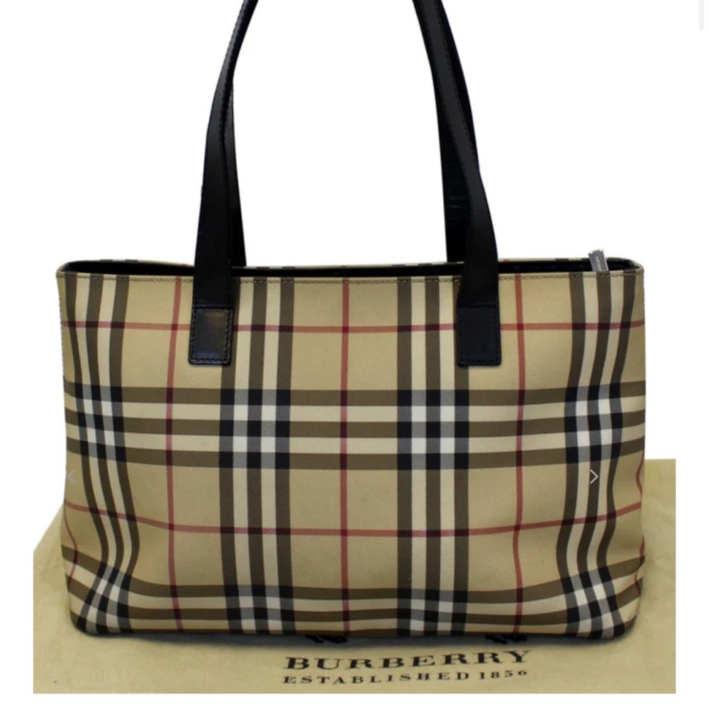 Burberry Tan and Black Plaid Tote - Picture 7 of 10